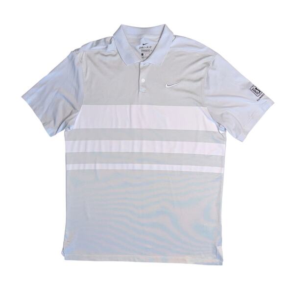 NIKE DRI-FIT Men’s Light Gray White Colorblock Short Sleeve Golf Polo Shirt - Picture 7 of 7